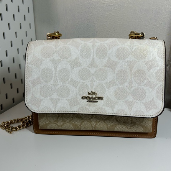 Coach Handbags - Coach Signature White and Tan Crossbody Bag